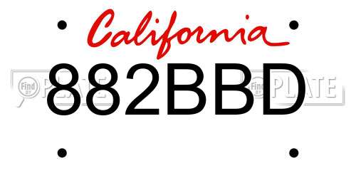 882BBD California License Plate