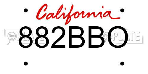 882BBO California License Plate
