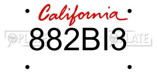 882BI3 California License Plate
