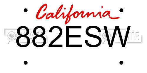 882ESW California License Plate