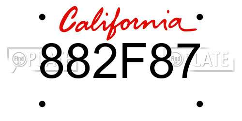 882F87 California License Plate