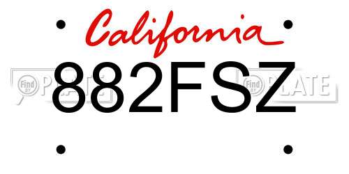 882FSZ California License Plate