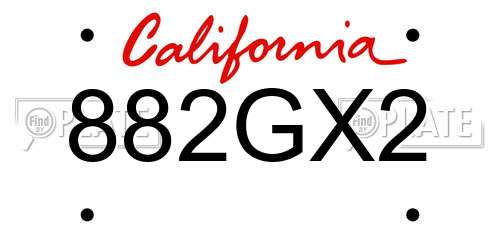 882GX2 California License Plate