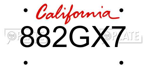 882GX7 California License Plate