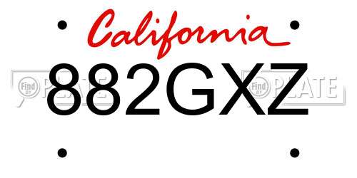 882GXZ California License Plate