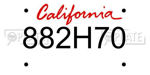 882H70 California License Plate