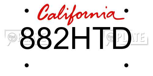882HTD California License Plate