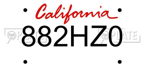 882HZ0 California License Plate