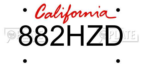 882HZD California License Plate