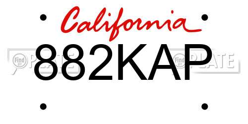 882KAP California License Plate