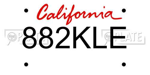 882KLE California License Plate