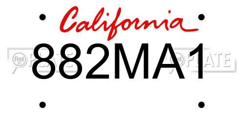 882MA1 California License Plate
