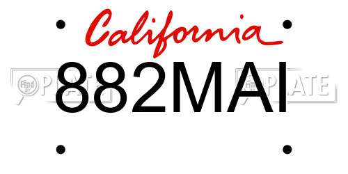 882MAI California License Plate