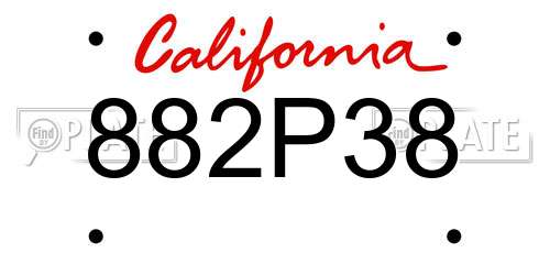 882P38 California License Plate