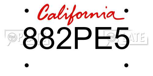 882PE5 California License Plate