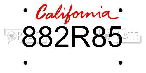 882R85 California License Plate