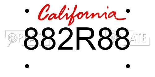 882R88 California License Plate
