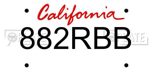882RBB California License Plate
