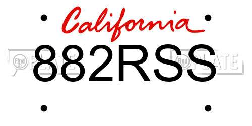 882RSS California License Plate