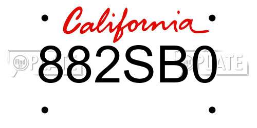 882SB0 California License Plate