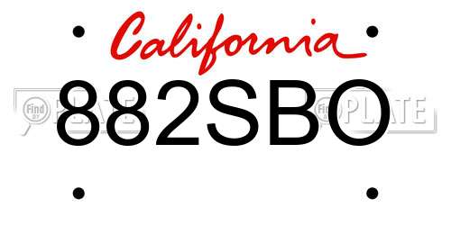 882SBO California License Plate