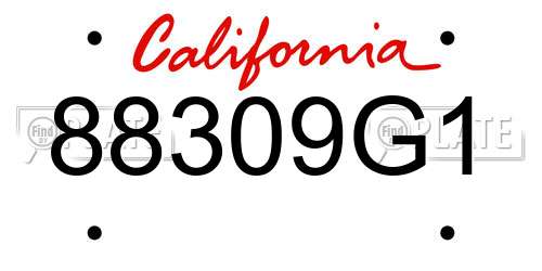 88309G1 California License Plate