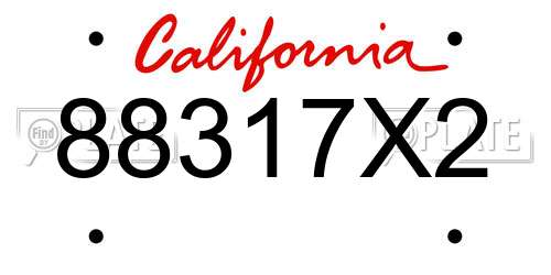88317X2 California License Plate