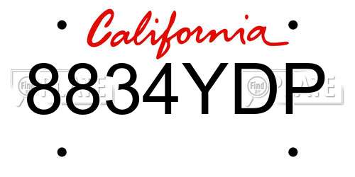 8834YDP California License Plate