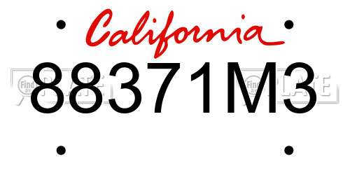 88371M3 California License Plate