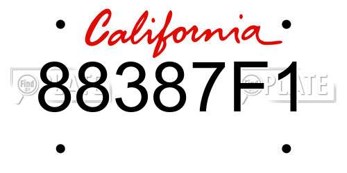 88387F1 California License Plate