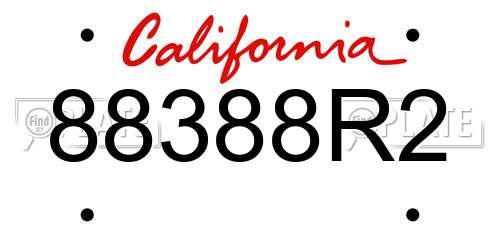 88388R2 California License Plate