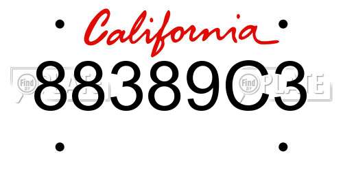 88389C3 California License Plate