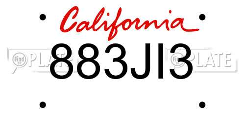 883JI3 California License Plate