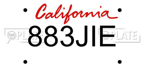 883JIE California License Plate