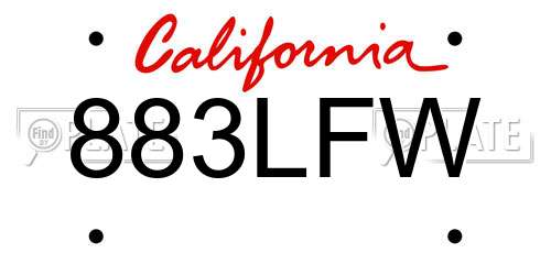 883LFW California License Plate