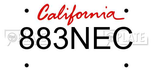 883NEC California License Plate