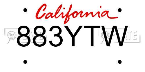 883YTW California License Plate