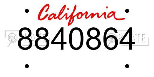 8840864 California License Plate