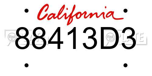 88413D3 California License Plate