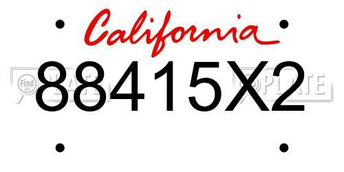 88415X2 California License Plate