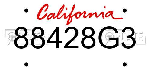 88428G3 California License Plate