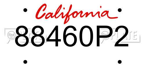 88460P2 California License Plate