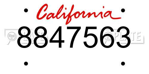 8847563 California License Plate