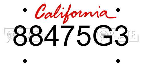 88475G3 California License Plate