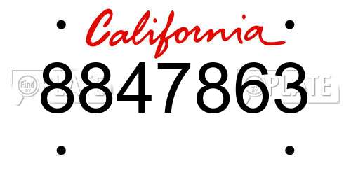 8847863 California License Plate