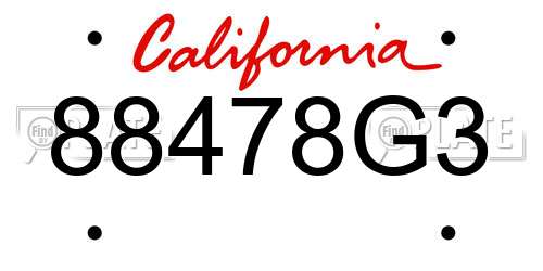 88478G3 California License Plate