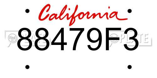 88479F3 California License Plate