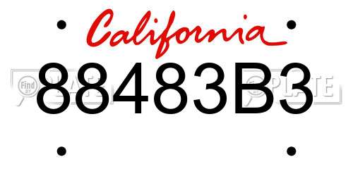 88483B3 California License Plate