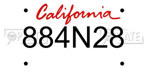 884N28 California License Plate