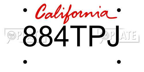 884TPJ California License Plate